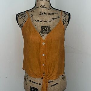 Orange button down spaghetti strap tank. Size small.
